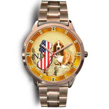 Load image into Gallery viewer, Basset Hound New Jersey Christmas Special Rose Gold Wrist Watch-Free Shipping