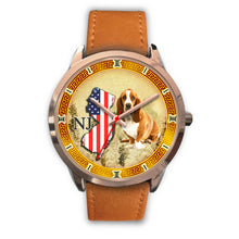 Load image into Gallery viewer, Basset Hound New Jersey Christmas Special Rose Gold Wrist Watch-Free Shipping
