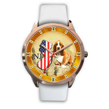 Load image into Gallery viewer, Basset Hound New Jersey Christmas Special Rose Gold Wrist Watch-Free Shipping