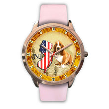 Load image into Gallery viewer, Basset Hound New Jersey Christmas Special Rose Gold Wrist Watch-Free Shipping