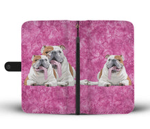 Load image into Gallery viewer, Bulldog On Pink Print Wallet Case-Free Shipping
