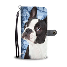 Load image into Gallery viewer, Boston Terrier On Blue Print Wallet Case- Free Shipping