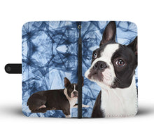 Load image into Gallery viewer, Boston Terrier On Blue Print Wallet Case- Free Shipping