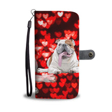 Load image into Gallery viewer, Bulldog On Red Hearts Print Wallet Case-Free Shipping
