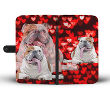 Load image into Gallery viewer, Bulldog On Red Hearts Print Wallet Case-Free Shipping