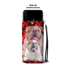 Load image into Gallery viewer, Bulldog On Red Hearts Print Wallet Case-Free Shipping