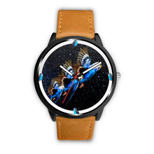 Load image into Gallery viewer, Budgerigar (Blue Budgie) Parrot On Black Print Wrist watch - Free Shipping