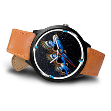 Load image into Gallery viewer, Budgerigar (Blue Budgie) Parrot On Black Print Wrist watch - Free Shipping