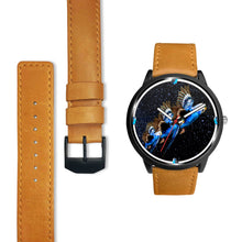 Load image into Gallery viewer, Budgerigar (Blue Budgie) Parrot On Black Print Wrist watch - Free Shipping
