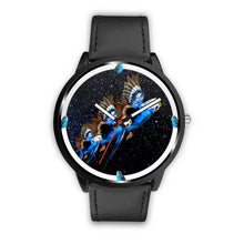 Load image into Gallery viewer, Budgerigar (Blue Budgie) Parrot On Black Print Wrist watch - Free Shipping