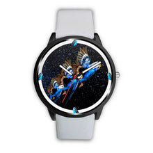 Load image into Gallery viewer, Budgerigar (Blue Budgie) Parrot On Black Print Wrist watch - Free Shipping
