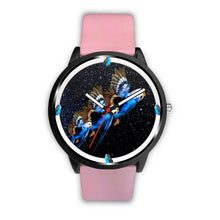 Load image into Gallery viewer, Budgerigar (Blue Budgie) Parrot On Black Print Wrist watch - Free Shipping