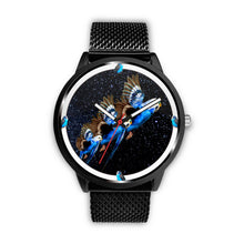 Load image into Gallery viewer, Budgerigar (Blue Budgie) Parrot On Black Print Wrist watch - Free Shipping