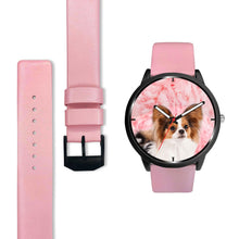 Load image into Gallery viewer, Cute Papillon Dog On Pink Print Wrist Watch - Free Shipping