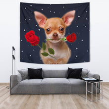 Load image into Gallery viewer, Chihuahua With Rose Print Tapestry-Free Shipping
