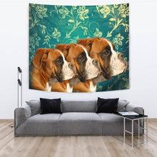 Load image into Gallery viewer, Boxer Dog On Blue Print Tapestry-Free Shipping
