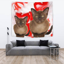 Load image into Gallery viewer, Burmese Cat On Red Print Tapestry-Free Shipping