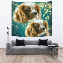 Load image into Gallery viewer, Cavalier King Charles Spaniel On Blue Print Tapestry-Free Shipping