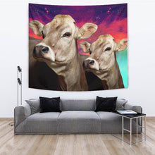 Load image into Gallery viewer, Brown Swiss Cattle (Cow) Print Tapestry-Free Shipping