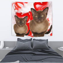 Load image into Gallery viewer, Burmese Cat On Red Print Tapestry-Free Shipping