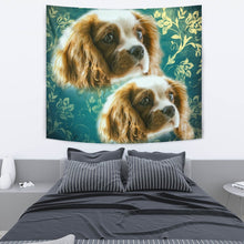 Load image into Gallery viewer, Cavalier King Charles Spaniel On Blue Print Tapestry-Free Shipping