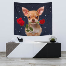 Load image into Gallery viewer, Chihuahua With Rose Print Tapestry-Free Shipping