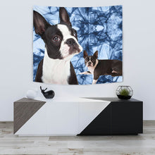 Load image into Gallery viewer, Boston Terrier On Blue Print Tapestry-Free Shipping