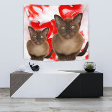 Load image into Gallery viewer, Burmese Cat On Red Print Tapestry-Free Shipping