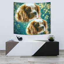 Load image into Gallery viewer, Cavalier King Charles Spaniel On Blue Print Tapestry-Free Shipping