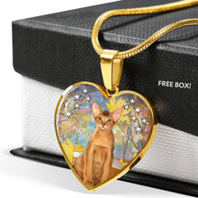 Load image into Gallery viewer, Abyssinian Cat Print Heart Pendant Luxury Necklace-Free Shipping