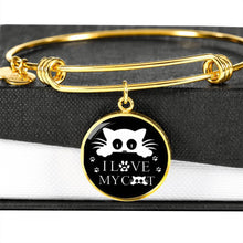 Load image into Gallery viewer, " I Love My Cat" Black Print Circle Pendant Luxury Bangle-Free Shipping
