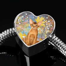 Load image into Gallery viewer, Abyssinian Cat Print Heart Charm Steel Bracelet-Free Shipping