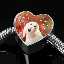 Load image into Gallery viewer, Afghan Hound Dog Print Heart Charm Steel Bracelet-Free Shipping