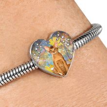 Load image into Gallery viewer, Abyssinian Cat Print Heart Charm Steel Bracelet-Free Shipping