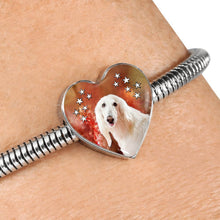 Load image into Gallery viewer, Afghan Hound Dog Print Heart Charm Steel Bracelet-Free Shipping