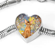 Load image into Gallery viewer, Abyssinian Cat Print Heart Charm Steel Bracelet-Free Shipping