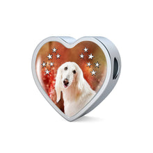 Load image into Gallery viewer, Afghan Hound Dog Print Heart Charm Steel Bracelet-Free Shipping