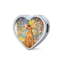 Load image into Gallery viewer, Abyssinian Cat Print Heart Charm Steel Bracelet-Free Shipping