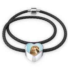 Load image into Gallery viewer, Afghan Hound Dog Print Heart Charm Leather Bracelet-Free Shipping