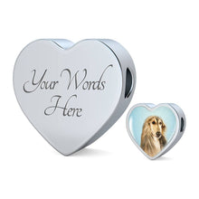 Load image into Gallery viewer, Afghan Hound Dog Print Heart Charm Leather Bracelet-Free Shipping