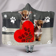 Load image into Gallery viewer, Chihuahua Puppies With Love Heart Print Hooded Blanket-Free Shipping
