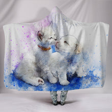 Load image into Gallery viewer, Cute Cat And Dog Watercolor Art Print Hooded Blanket-Free Shipping