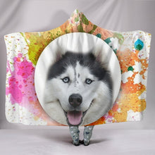 Load image into Gallery viewer, Colorful Siberian husky Dog Print Hooded Blanket-Free Shipping