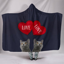 Load image into Gallery viewer, Chartreux Cat Love Print Hooded Blanket-Free Shipping