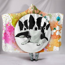 Load image into Gallery viewer, Cute Border Collie Art Print Hooded Blanket-Free Shipping