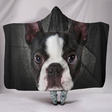 Load image into Gallery viewer, Boston Terrier On Black Print Hooded Blanket-Free Shipping
