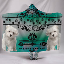 Load image into Gallery viewer, Cute Maltese Black Floral Print Hooded Blanket-Free Shipping