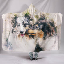 Load image into Gallery viewer, Collie Dog Love Art Print Hooded Blanket-Free Shipping