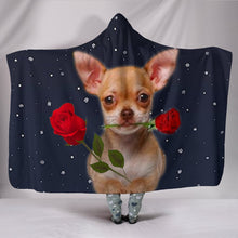 Load image into Gallery viewer, Chihuahua With Rose Print Hooded Blanket-Free Shipping