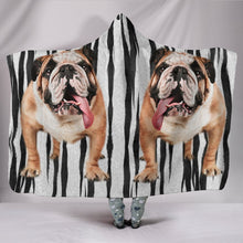 Load image into Gallery viewer, Bulldog Print On B/W Hooded Blanket-Free Shipping